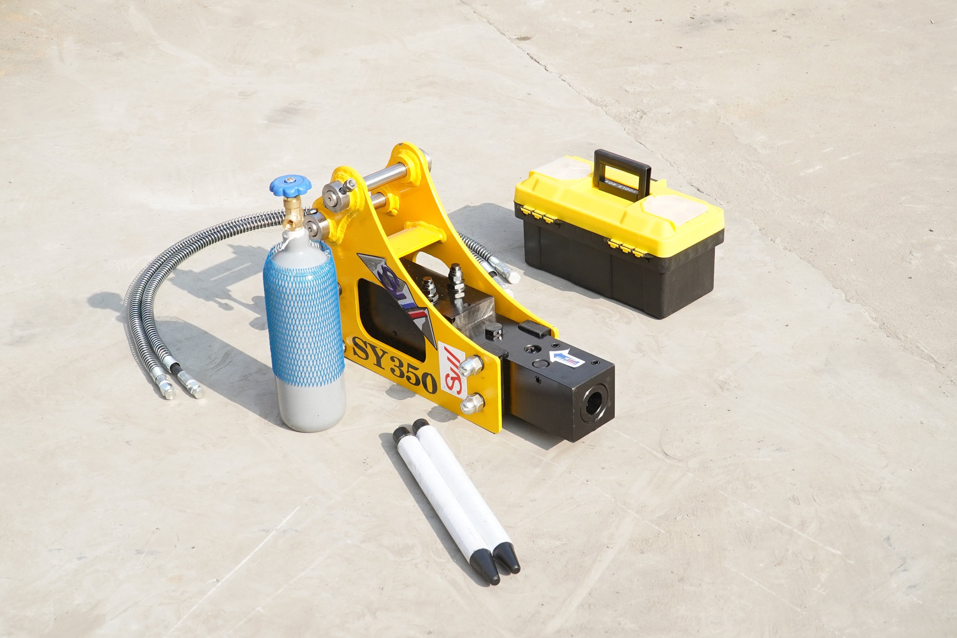 Rippa Australia Excavator Breaker Attachment with Gas Cylinder and Toolbox for Heavy-Duty Use